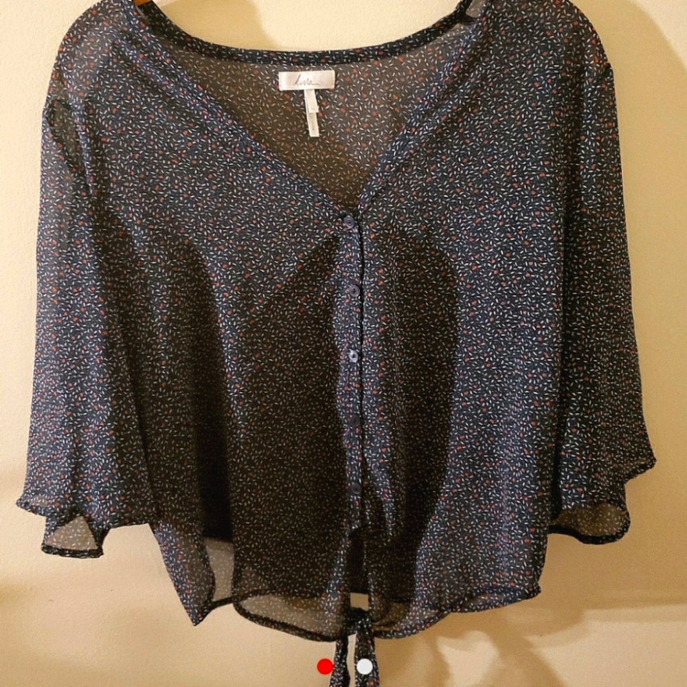 navy blue flowy blouse
